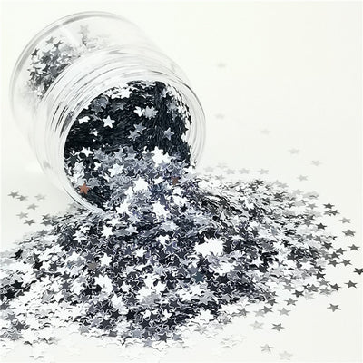3mm Star Shapes Silver Glitter B0100