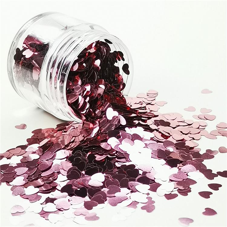 4mm Heart Shapes Pink Glitter B0920