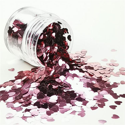 4mm Heart Shapes Pink Glitter B0920