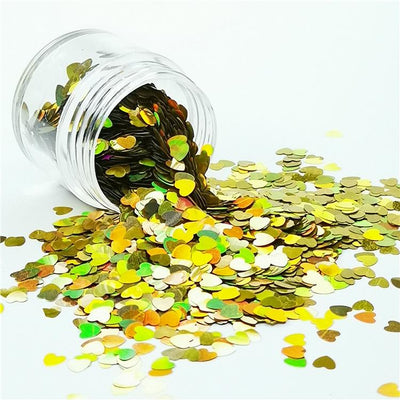 4mm Heart Shapes Laser Gold Glitter LB0210