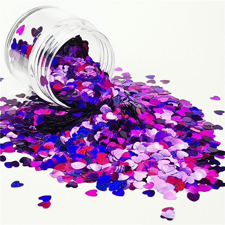 4mm Heart Shapes Laser Purple Glitter LB0800