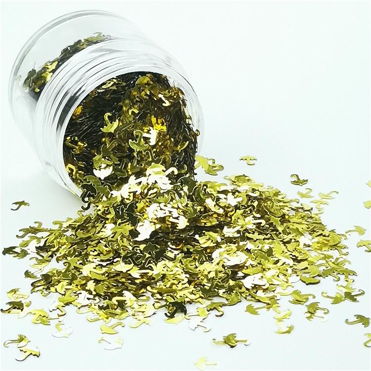 3mm Umbrella Shapes Gold Glitter B0203