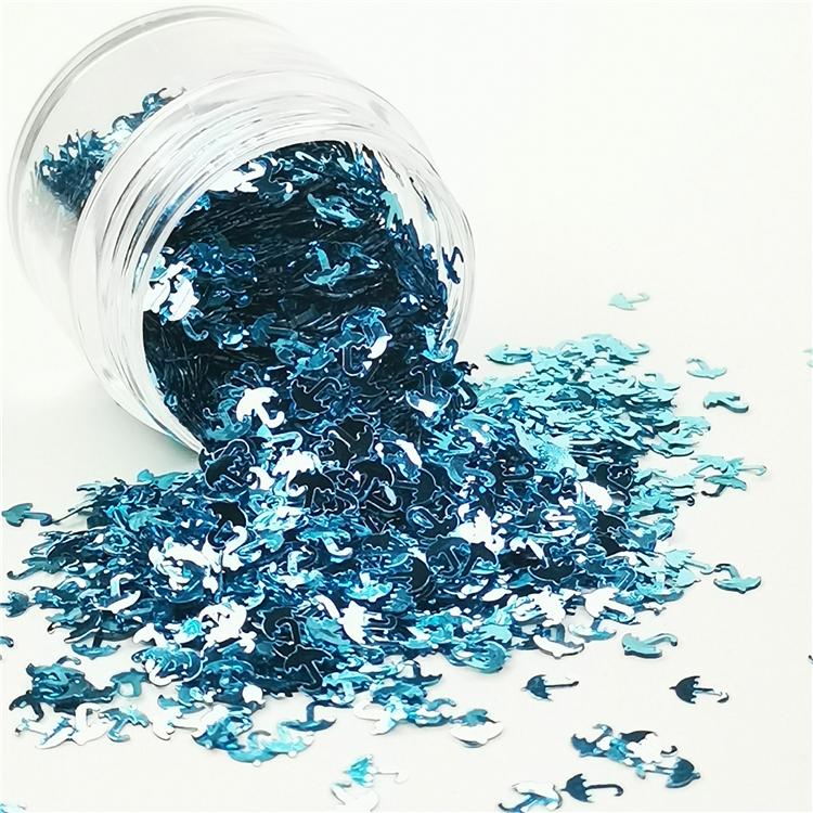 3mm Umbrella Shapes Sky Blue Glitter B0711