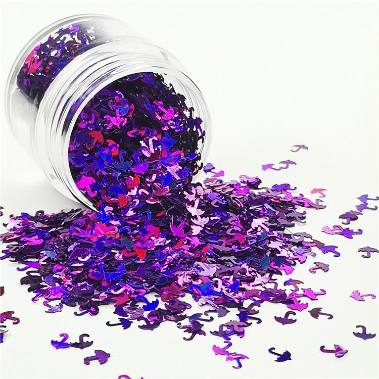 3mm Umbrella Shapes Laser Purple Glitter LB0800