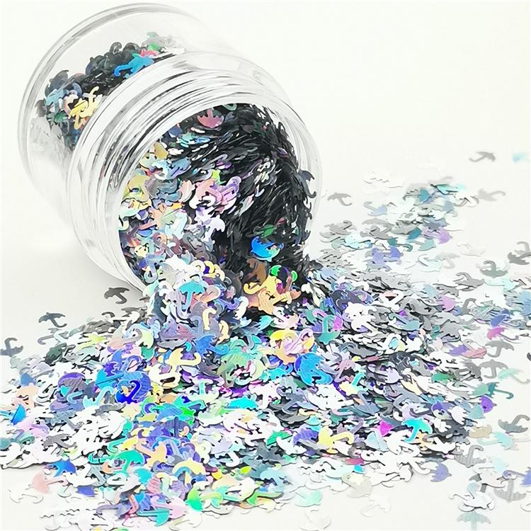 3mm Umbrella Shapes Laser Silver Glitter LB0100