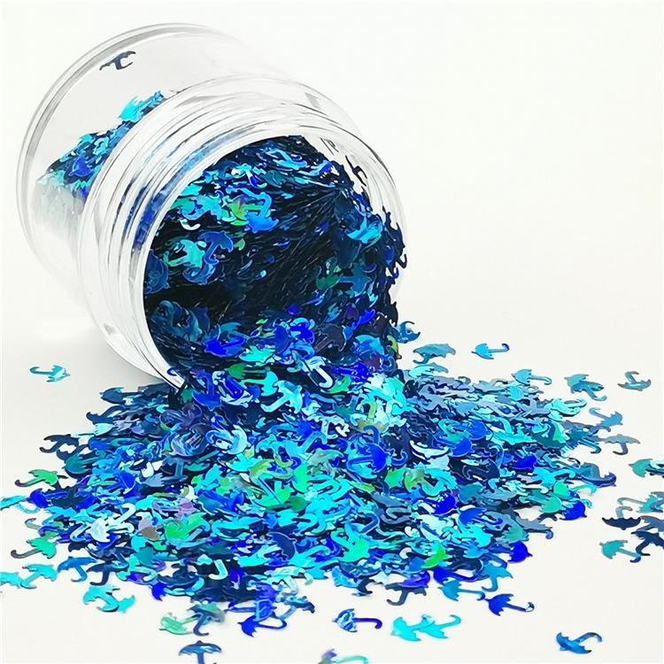 3mm Umbrella Shapes Laser Sky Blue Glitter LB0700