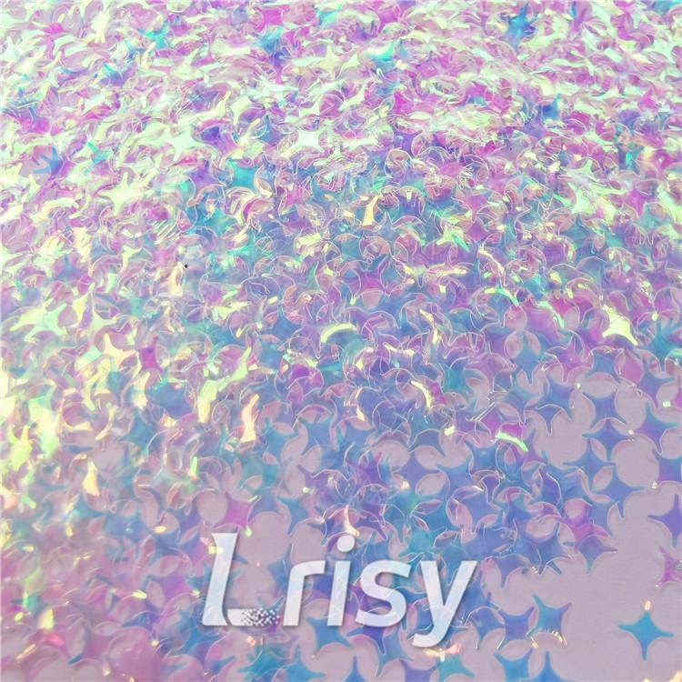 3/4/5mm Four Pointed Star Shapes Dream Blue Glitter C004