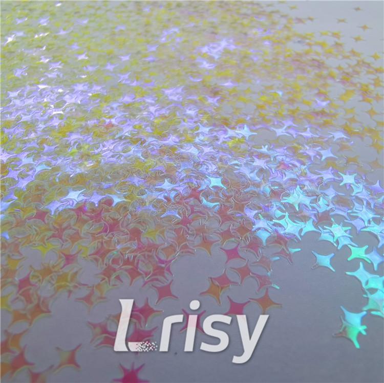 3/4/5mm Four Pointed Star Shapes Dream Pink Glitter C003