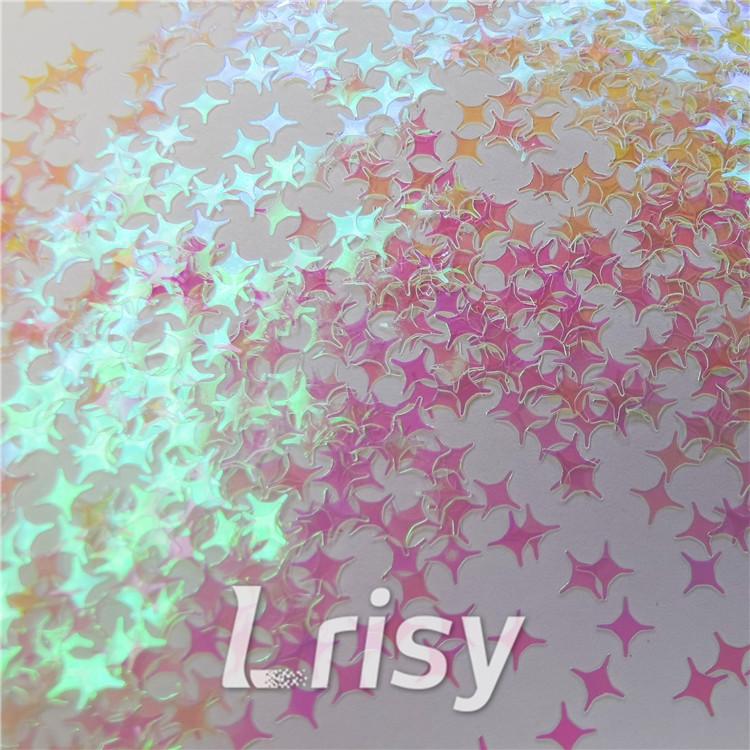 3/4/5mm Four Pointed Star Shapes Dream Pink Glitter C003