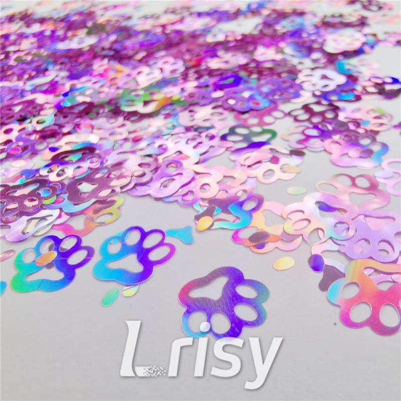 Cat PAWS Shaped Laser Holographic Pink Glitter LB0901