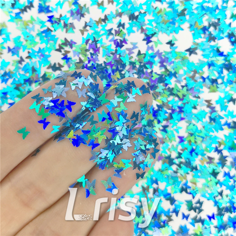 3mm Butterfly Shapes Laser Sky Blue Glitter LB0700
