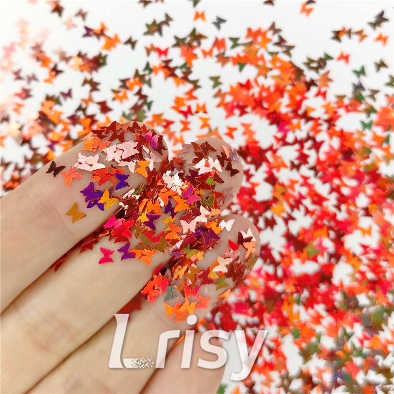 3mm Butterfly Shapes Laser Red Glitter LB0300
