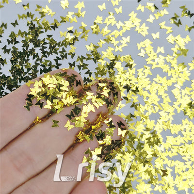 3mm Butterfly Shapes Gold Glitter B0203