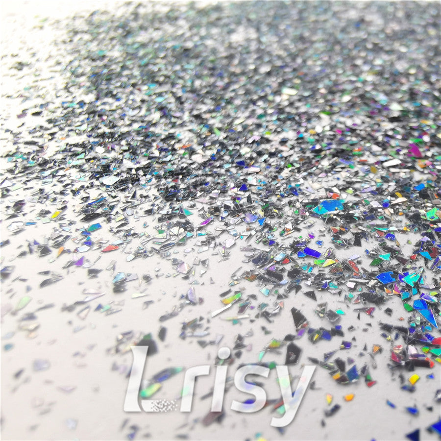 Holographic Black Metal Opa Cellophane Holo Shards Confetti Glitter Sprinkle Toppings LB01002 2x2