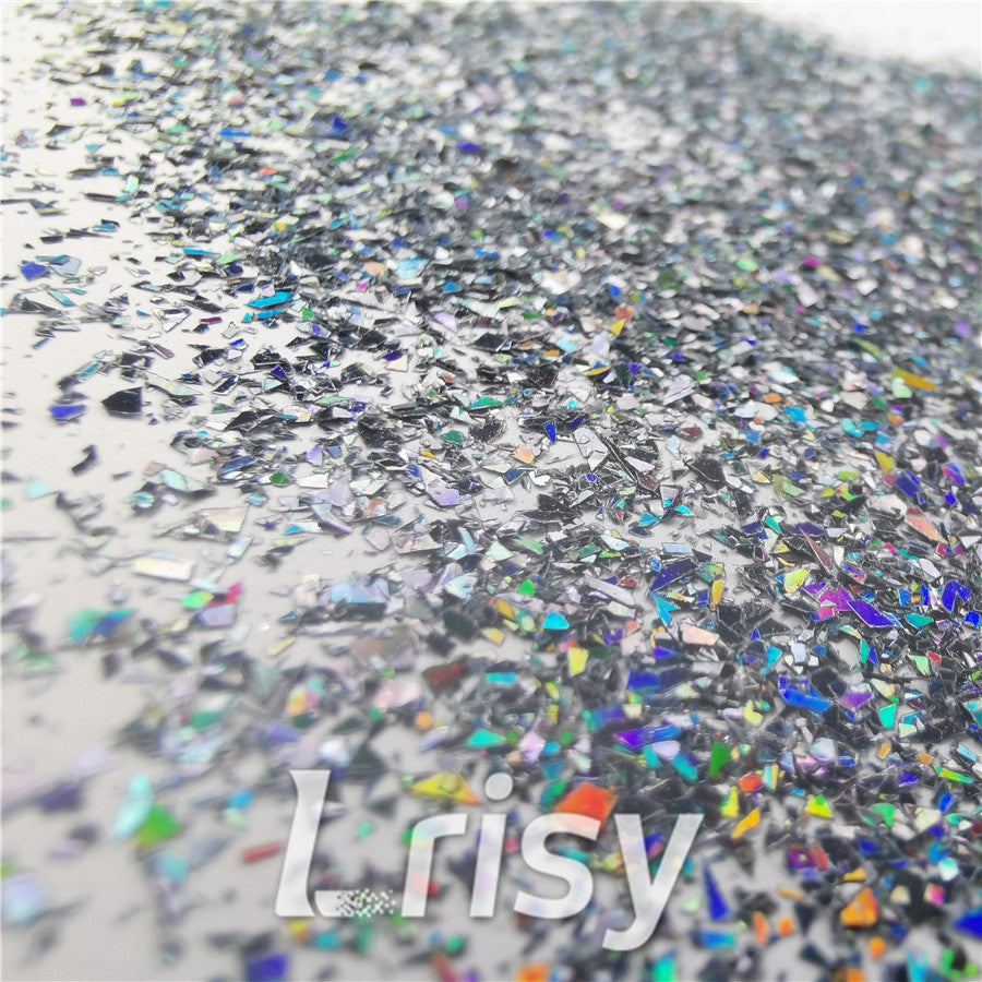 Holographic Black Metal Opa Cellophane Holo Shards Confetti Glitter Sprinkle Toppings LB01002 2x2