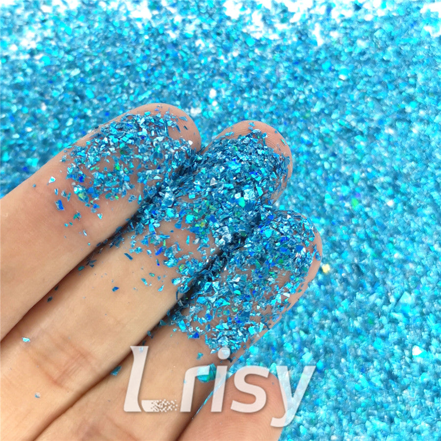 Holographic Sky Blue Opa Cellophane Holo Shards Confetti Glitter Sprinkle Toppings LB0700 2x2