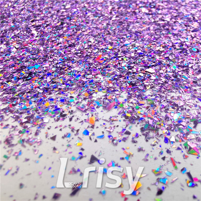 Holographic Light Purple Opa Cellophane Holo Shards Confetti Glitter Sprinkle Toppings LB0802 2x2