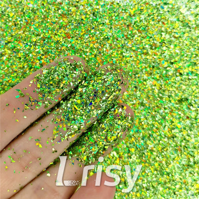Holographic Green Opa Cellophane Holo Shards Confetti Glitter Sprinkle Toppings LB0601 2x2