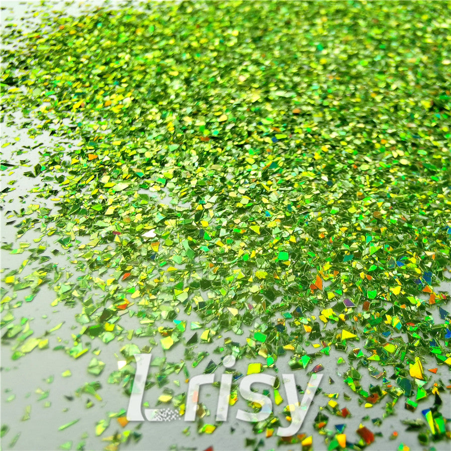 Holographic Green Opa Cellophane Holo Shards Confetti Glitter Sprinkle Toppings LB0601 2x2