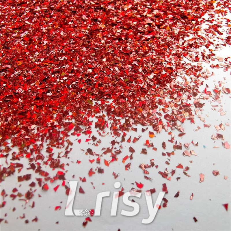Holographic Red Opa Cellophane Holo Shards Confetti Glitter Sprinkle Toppings LB0300 2x2