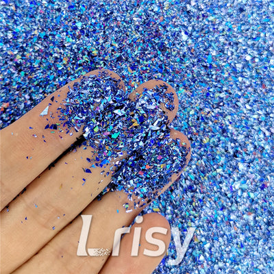 Holographic Sea Blue Opa Cellophane Holo Shards Confetti Glitter Sprinkle Toppings LB0709 2x2