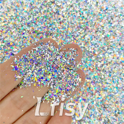 Holographic Silver Opa Cellophane Holo Shards Confetti Glitter Sprinkle Toppings LB0100 2x2