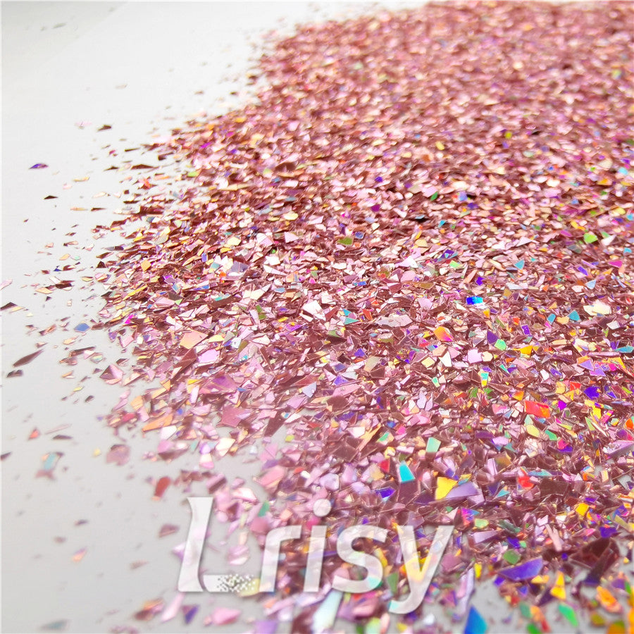 Holographic Hazy Pink Opa Cellophane Holo Shards Confetti Glitter Sprinkle Toppings LB0911 2x2