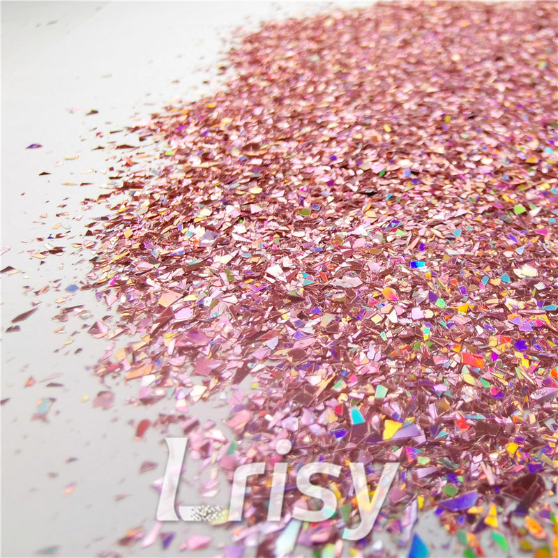 Holographic Hazy Pink Opa Cellophane Holo Shards Confetti Glitter Sprinkle Toppings LB0911 2x2