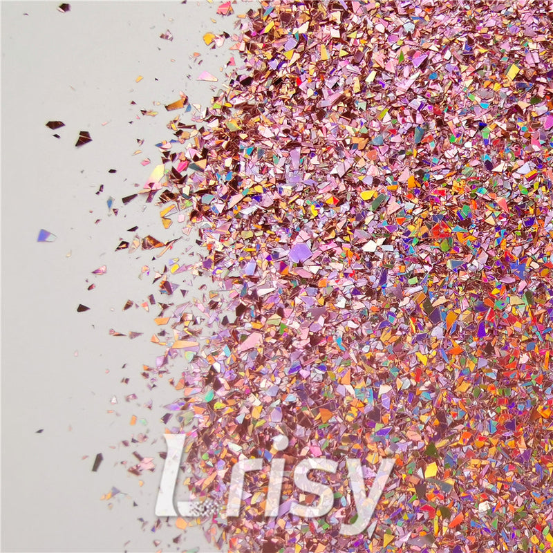 Holographic Hazy Pink Opa Cellophane Holo Shards Confetti Glitter Sprinkle Toppings LB0911 2x2