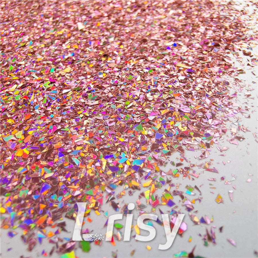 Holographic Hazy Pink Opa Cellophane Holo Shards Confetti Glitter Sprinkle Toppings LB0911 2x2