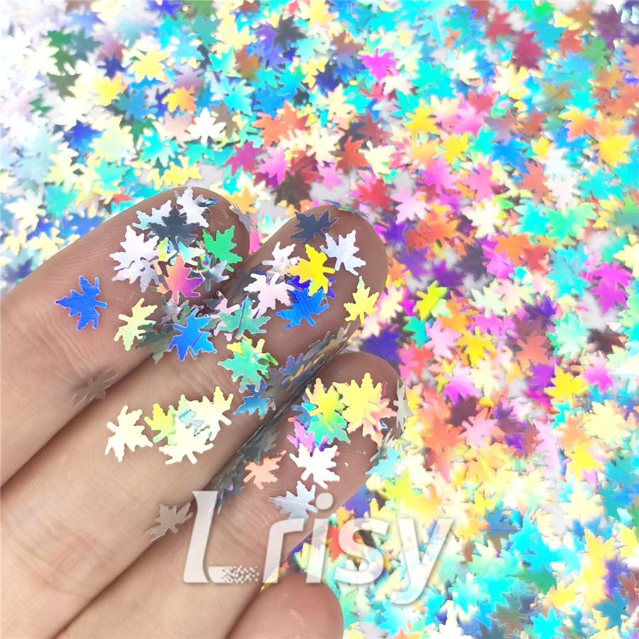 6mm Holographic Silver Maple Leaf Leaves Shaped Glitter LB0100