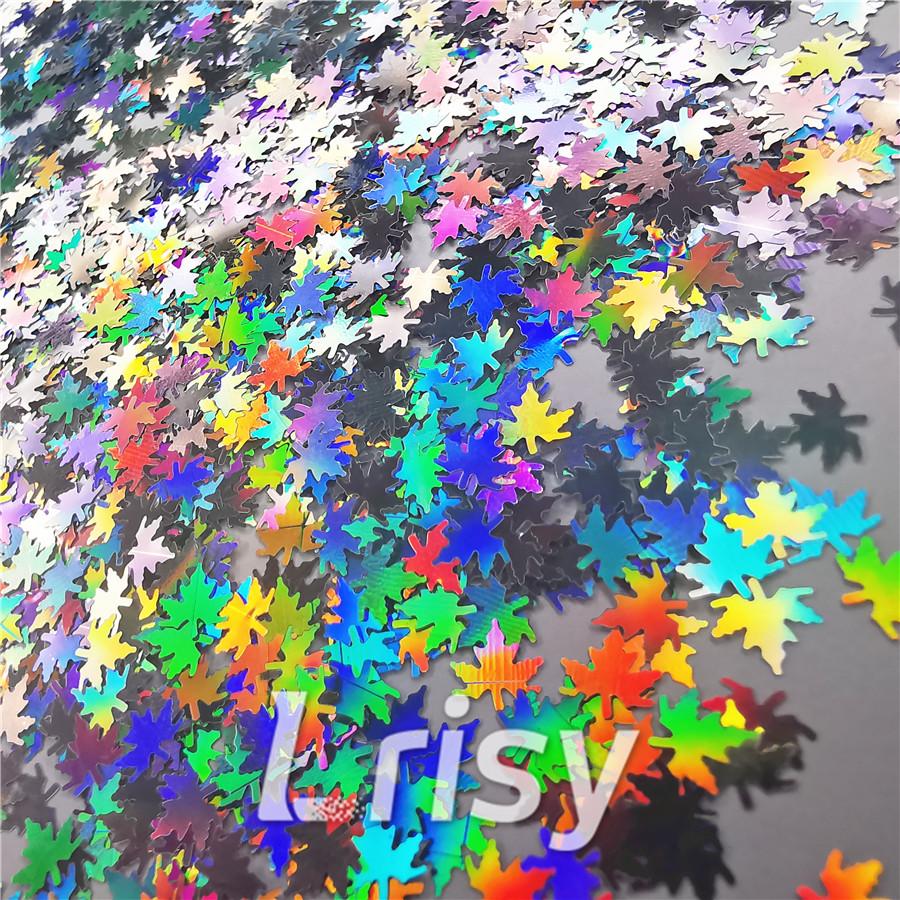 6mm Holographic Silver Maple Leaf Leaves Shaped Glitter LB0100