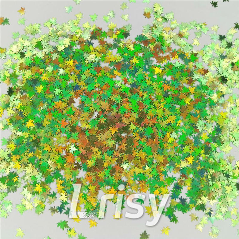 6mm Holographic Green Maple Leaf Leaves Shaped Glitter LB0601