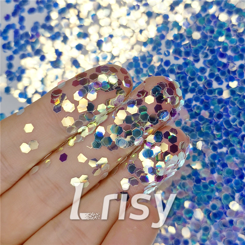 2.5mm Hexagon Shaped Dream Blue Iridescent Glitter FE-NIG