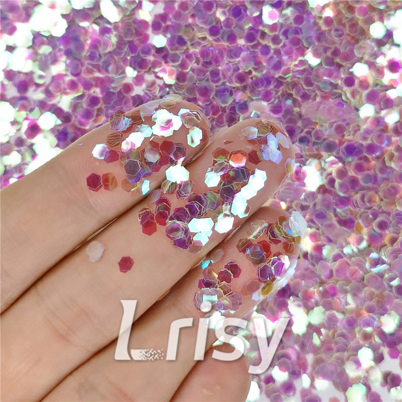 2.5mm Hexagon Shaped Dream Pink Iridescent Glitter FE-F322R