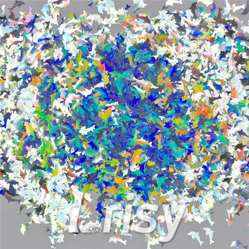 Holographic Silver Dolphin Shaped Glitter LB100