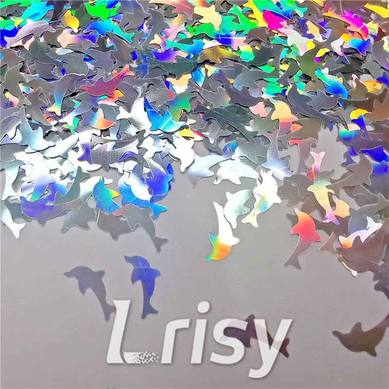 Holographic Silver Dolphin Shaped Glitter LB100