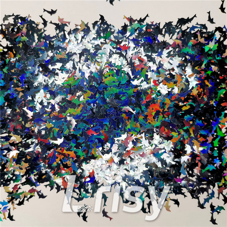 Holographic Black Dolphin Shaped Glitter LB01000