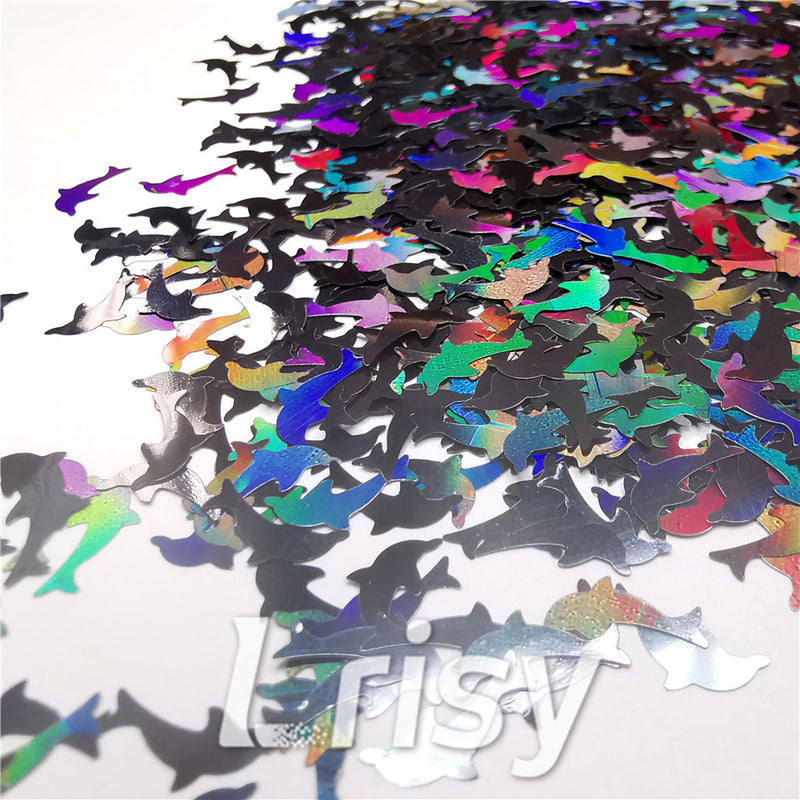Holographic Black Dolphin Shaped Glitter LB01000