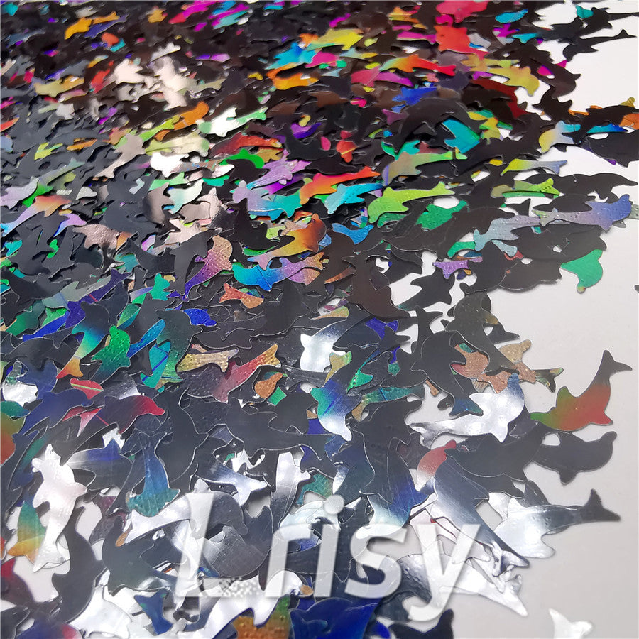 Holographic Black Dolphin Shaped Glitter LB01000