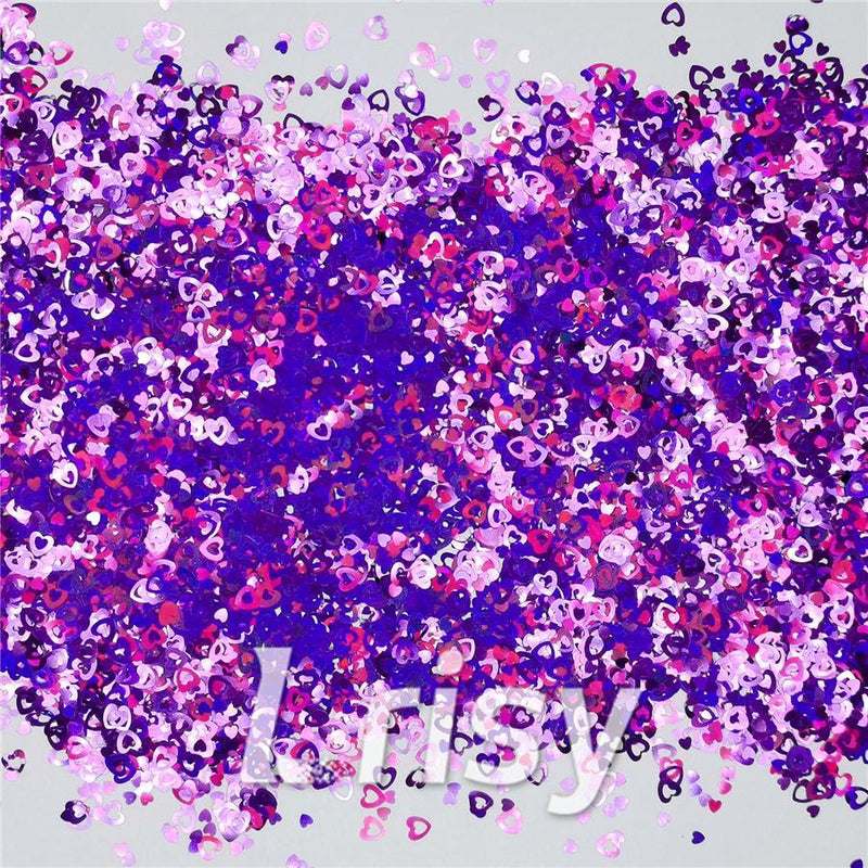4mm Holographic Purple Hollow Out Heart Shaped Glitter LB0800