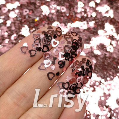 4mm Light Pink Hollow Out Heart Shaped Glitter B0920