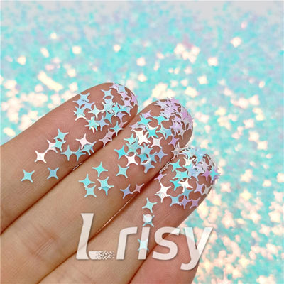 Iridescent Four Point Stars Glitter, 2mm, 4mm and 5mm mix, Solvent Res –  decopopshop