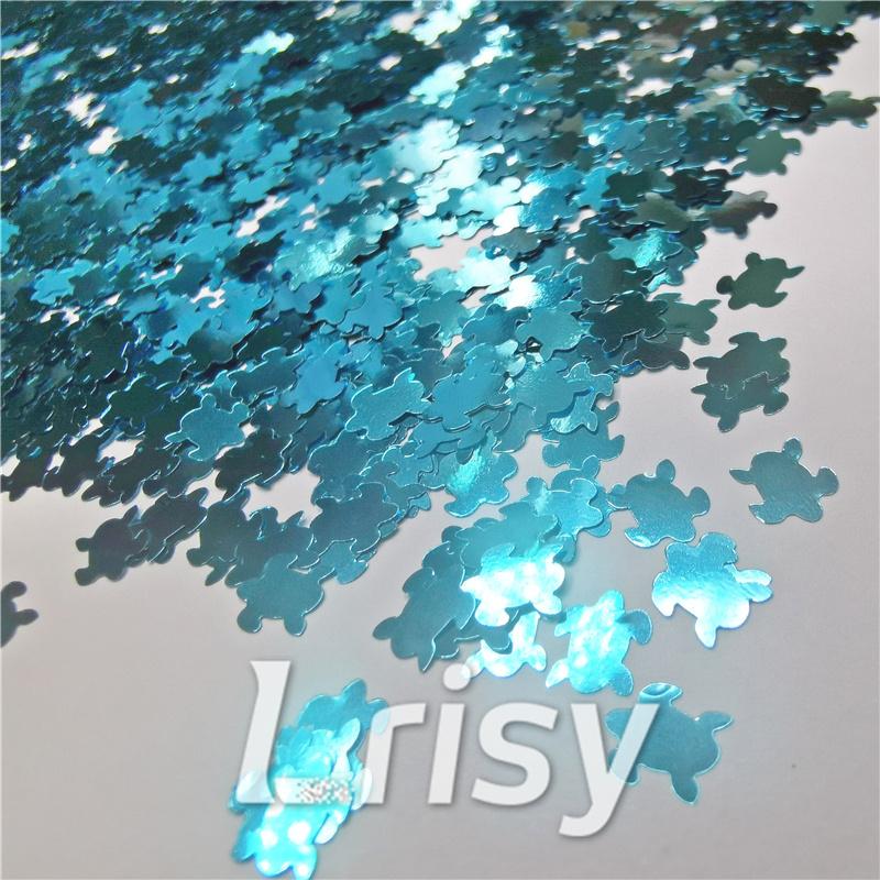 6mm Turtles Shaped Sky Blue Glitter B0711