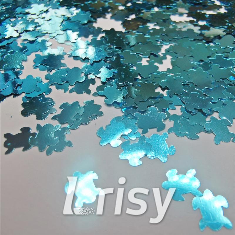 6mm Turtles Shaped Sky Blue Glitter B0711