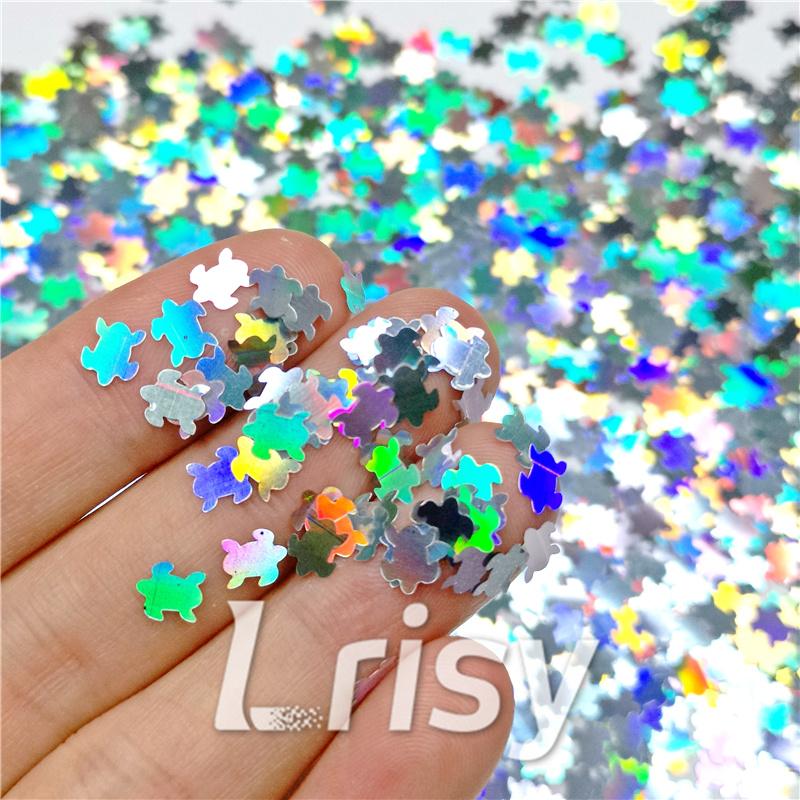 6mm Turtles Shaped Holographic Silver Glitter LB100