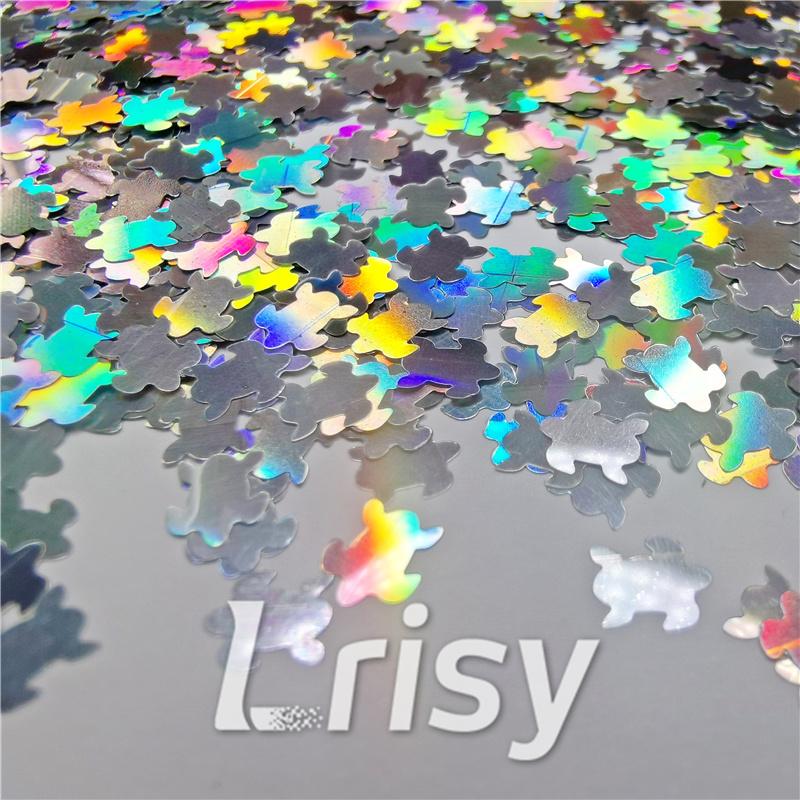 6mm Turtles Shaped Holographic Silver Glitter LB100