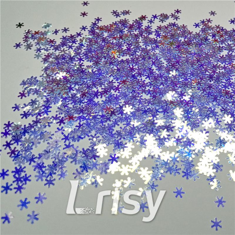 6mm Snowflake Shaped Royal Blue Iridescent Glitter FE-F321A