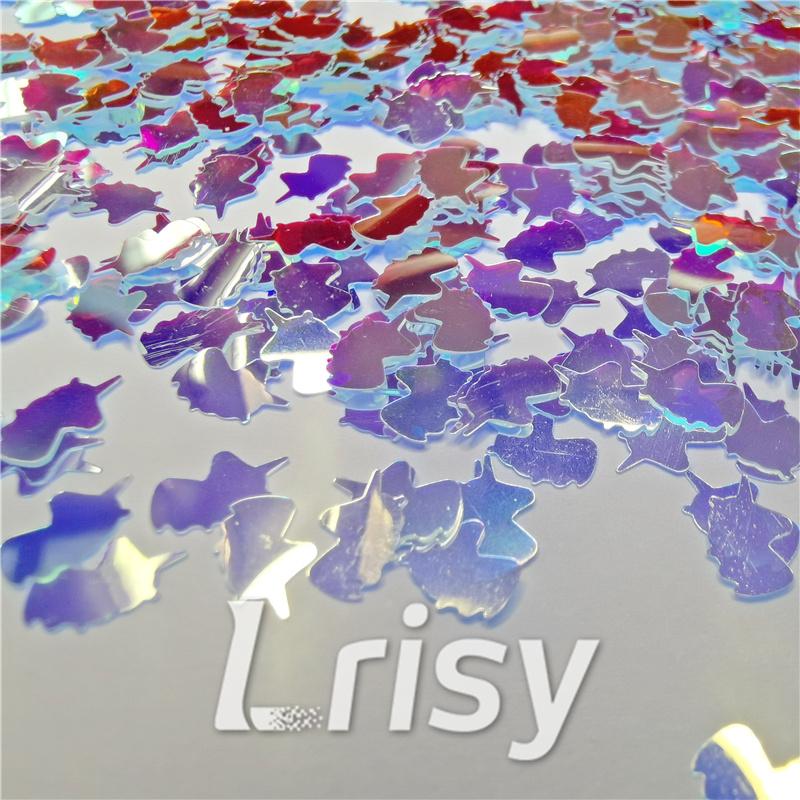 Unicorn Shaped Royal Blue Iridescent Glitter FE-F321A