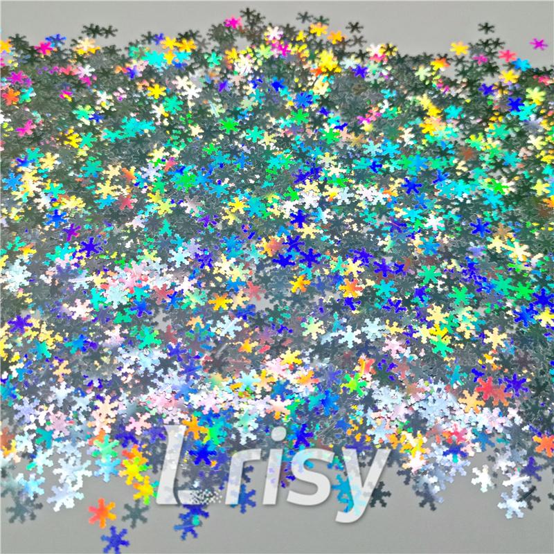 6mm Holographic Silver Snowflake Shaped Glitter LB100